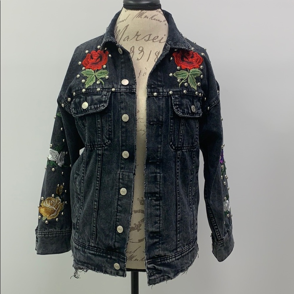 Flower/bead jean jacket